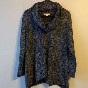 Philosophy | Black/Gray Snakeskin Print Cowl-neck sweater.  Size large.